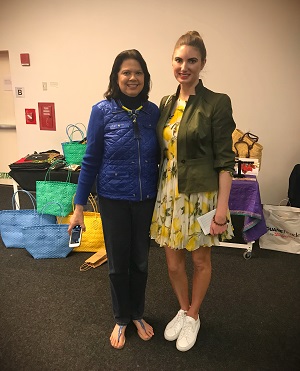 Kate Swain, ITM 2014, joined Christine Pomeranz, ITM Chair, at the New York City Fair Trade Coalition's event on 30 May.  Kate is now the fashion business consultant for Zuhair Murad, Paris-based fashion designer, and is working on developing his label into a global brand.  They are shown in the photo in front of the products made by single mothers in Uganda for A. Bernadette, a company founded by ITM 2009, Prof. Andrea Reyes.
