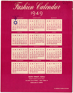 Cover of 1949 Fashion Calendar