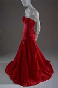 gown in red silk organza