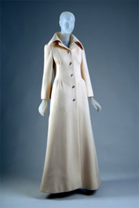 evening coat in cream wool
