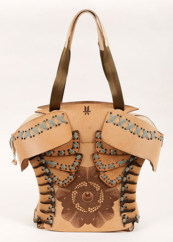 Interior Design student T. Jacob Hooker's laser cut leather bag