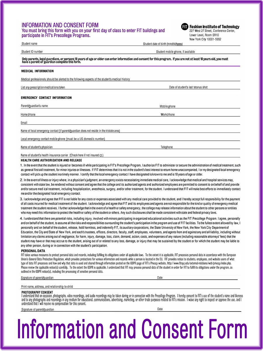 Precollege Consent Form