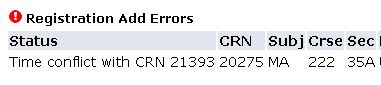 registration conflict error