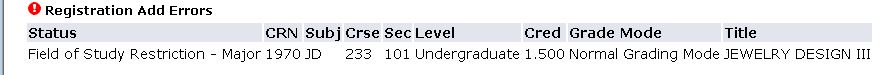 field of study error
