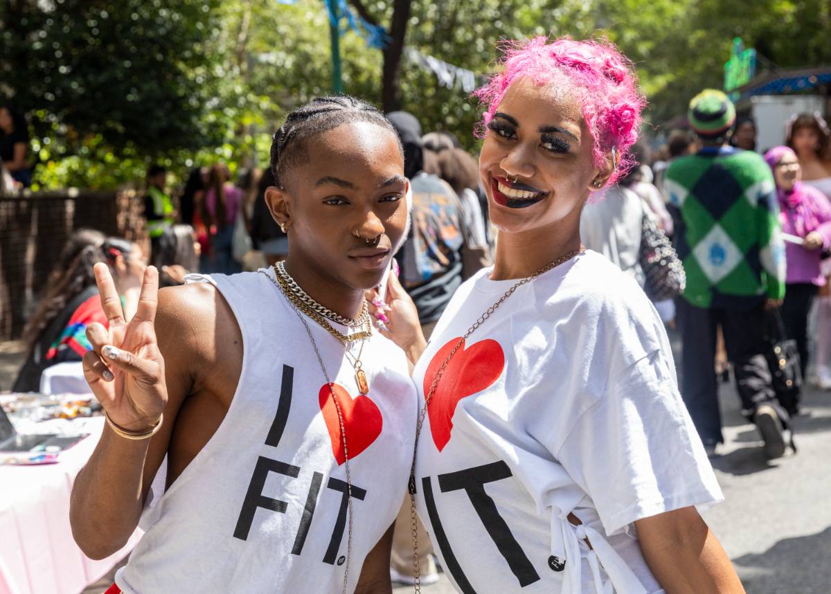 Two Students Wearing I Love FIT Shirts