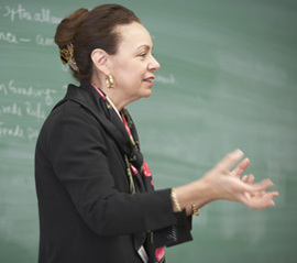 Teacher in classroom.