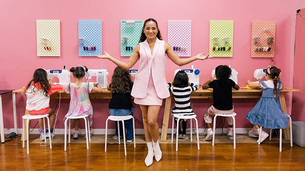 Layna Aguilar on the Disney set where she design clothing for kids