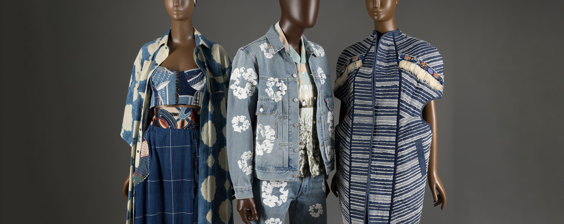 three denim ensembles