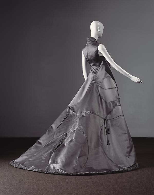gray floor length sleeveless dress