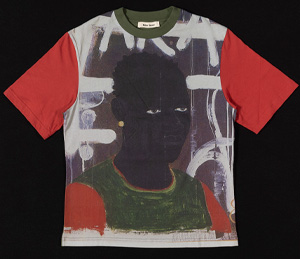 tshirt with reproduction of a painting of a black man wearing a red shirt