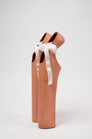 pink leather ballerina pointe-style shoes