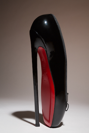 Black patent leather fetish ballet shoes