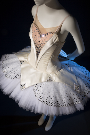 White ballet costume with tutu on a mannequin