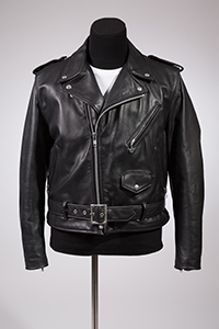 black leather motorcycle jacket