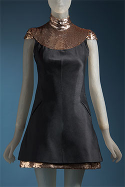 black and copper sequin dress