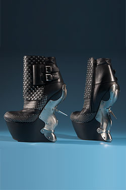 black studded bootie with spike on heel
