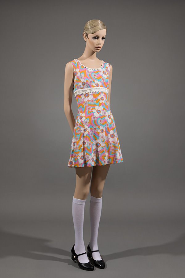 strapless, above the knee multicolored floral print dress