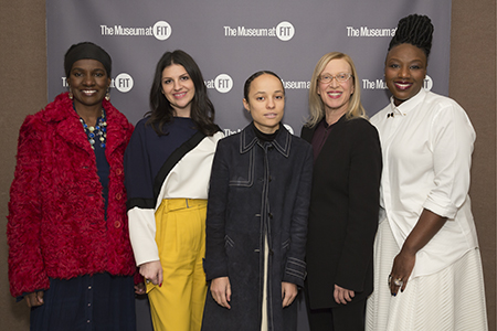 Constance White, Jeriana San Juan, Grace Wales Bonner, Valerie Steele, and Mimi Plange standing together