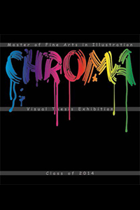 the title Chroma in rainbow effect on black background