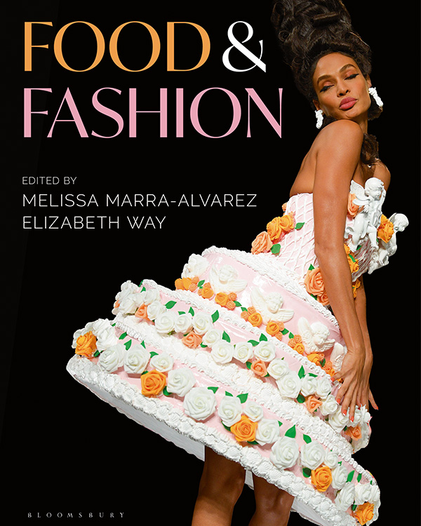 a woman wearing a cake dress for the food and fashion book cover