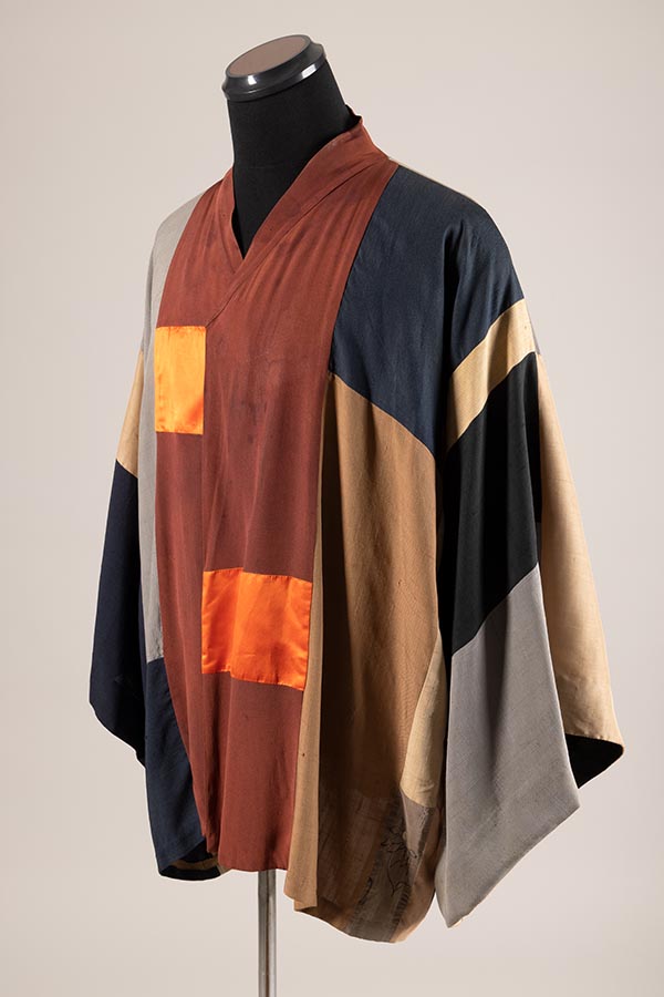 multicolor earth tone silk-man's kimono style jacket