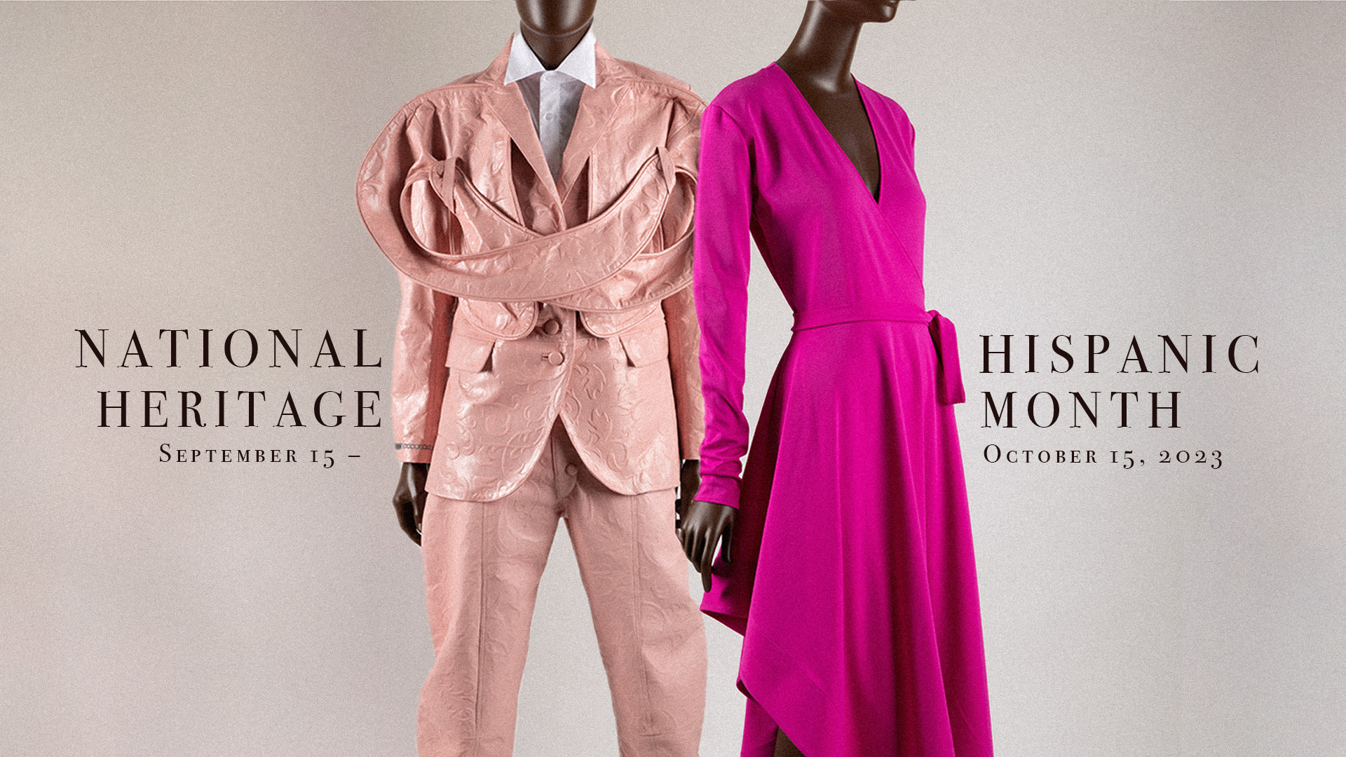 pink embossed leather suit and hot pink wrap dress