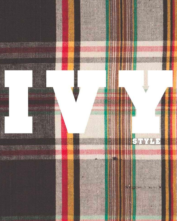 the words "ivy style" in white text against a plaid background