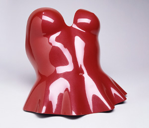 red sculptural bustier