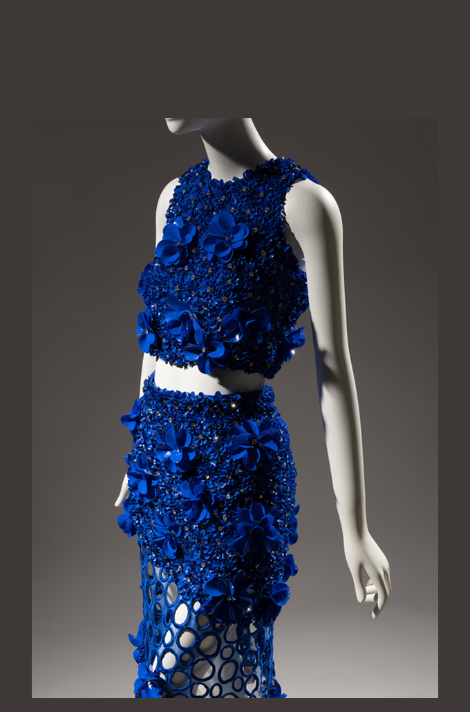 blue flower top and skirt ensemble