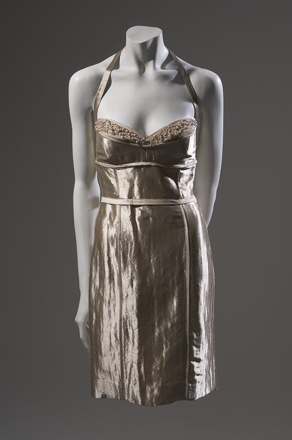 metallic halter top dress