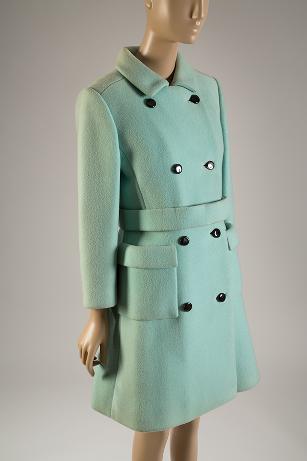 Teal blue double breasted coat