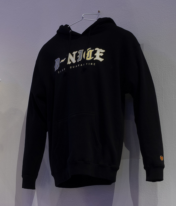Black longsleeve sweatshirt with D-NICE Club Quarantine lettering