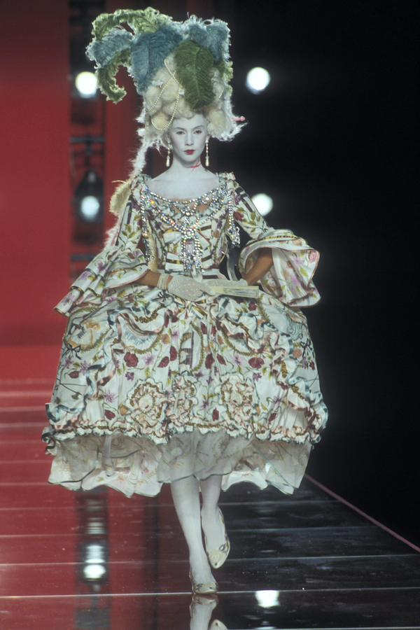 runway image of model in court dress