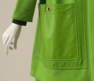 Detail of green Bonnie Cashin raincoat pocket