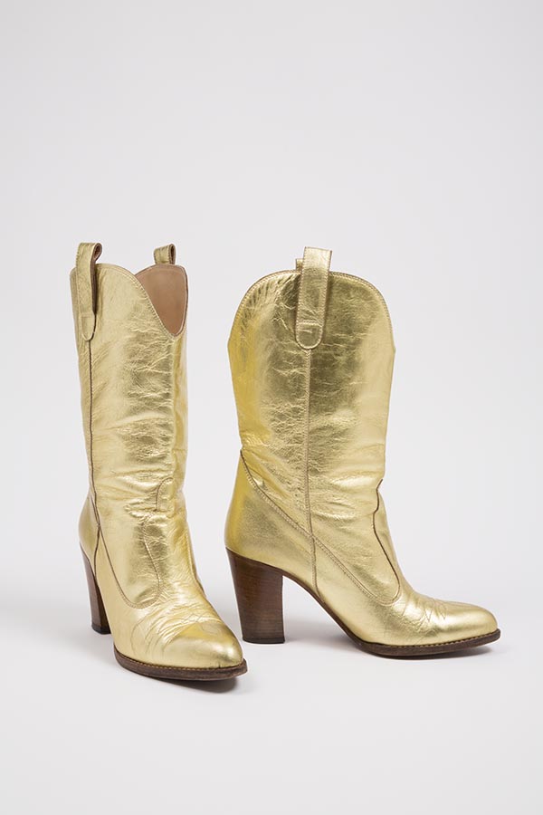 gold leather cowboy boots