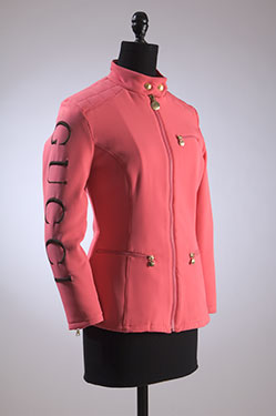 Gucci (Tom Ford), ski jacket, pink polyester/nylon/spandex, circa 1995, Italy, gift of Dorothy Schefer Faux.