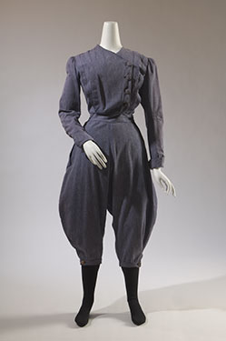 Gym suit, blue cotton twill, 1896, USA, museum purchase, P84.7.1