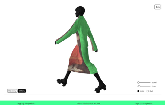 Screenshot of Virtual Fashion Archive