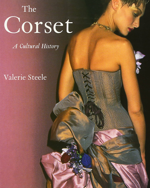 Corset book cover of back view of a woman wearing a corset
