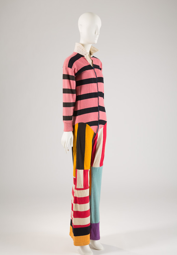 multicolored striped longsleeve jumpsuit