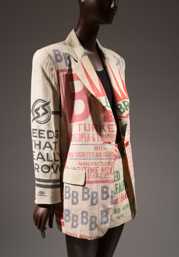 blazer jacket dress with printed text
